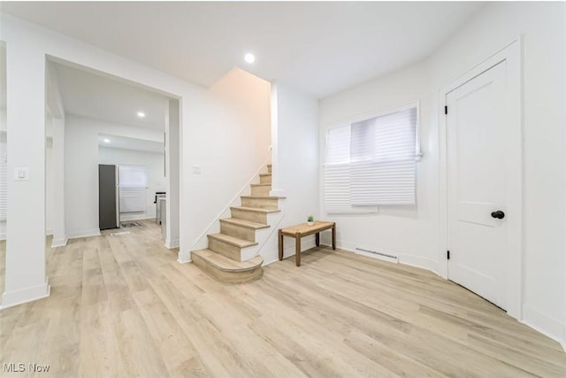 interior space with light hardwood / wood-style floors