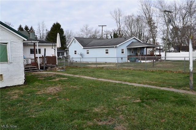 view of yard with a deck