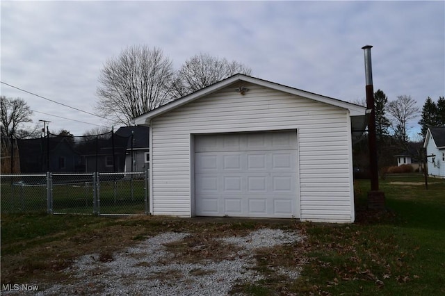 garage featuring a trampoline