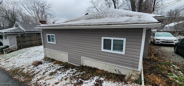 view of snow covered exterior