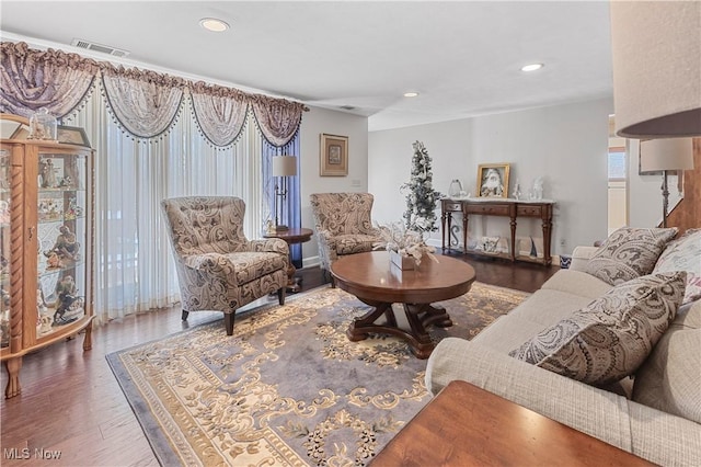 living room featuring hardwood / wood-style flooring