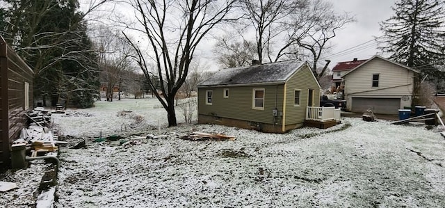 view of snow covered exterior