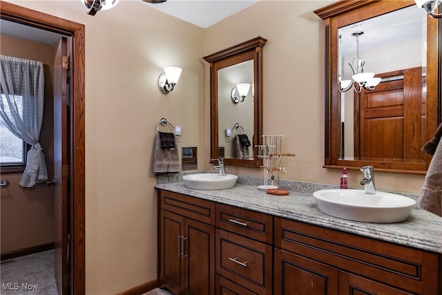 bathroom featuring vanity and tile patterned floors