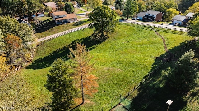 bird's eye view with a rural view