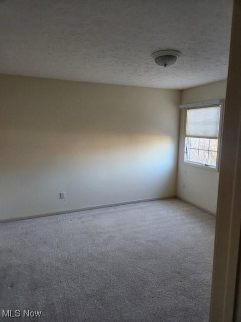 spare room with carpet and a textured ceiling