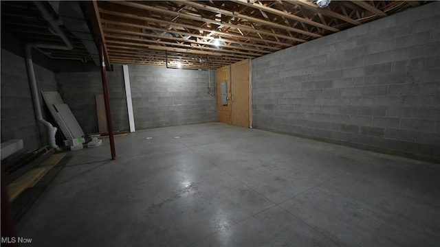 basement with electric panel