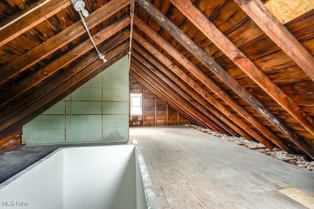 view of unfinished attic