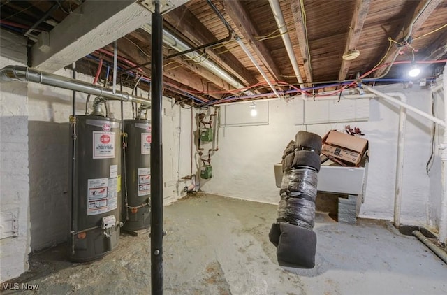 basement with water heater