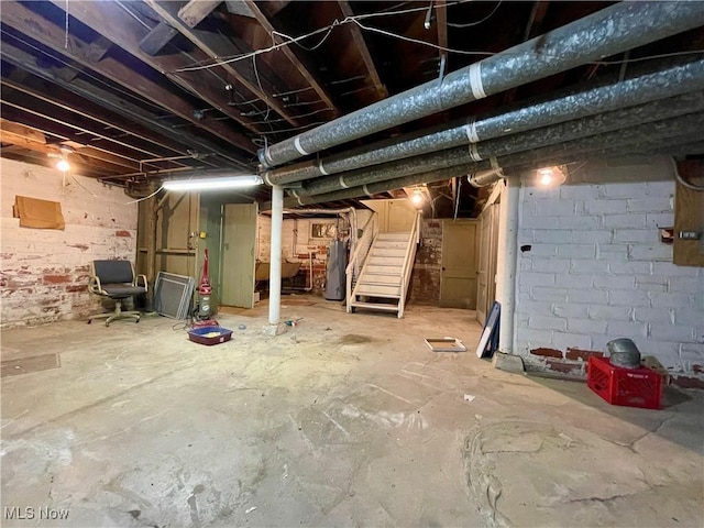 basement with electric water heater