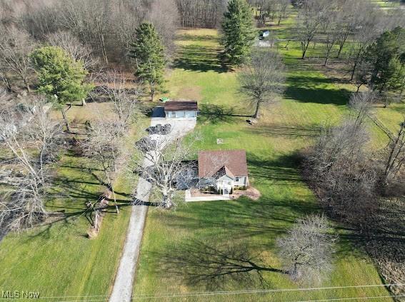 drone / aerial view featuring a rural view