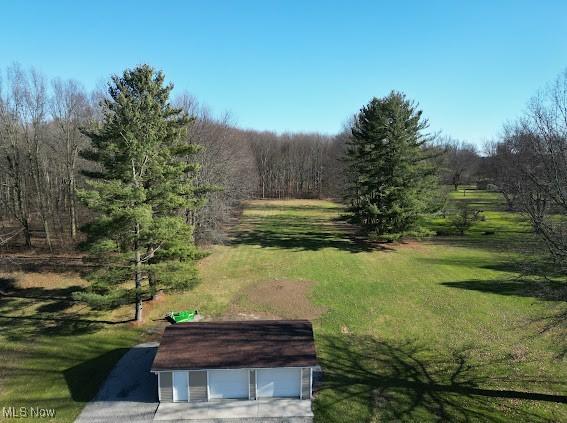 view of community featuring a rural view and a yard