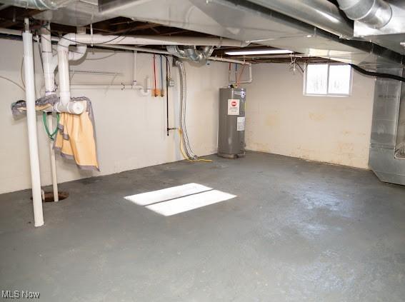 basement with water heater