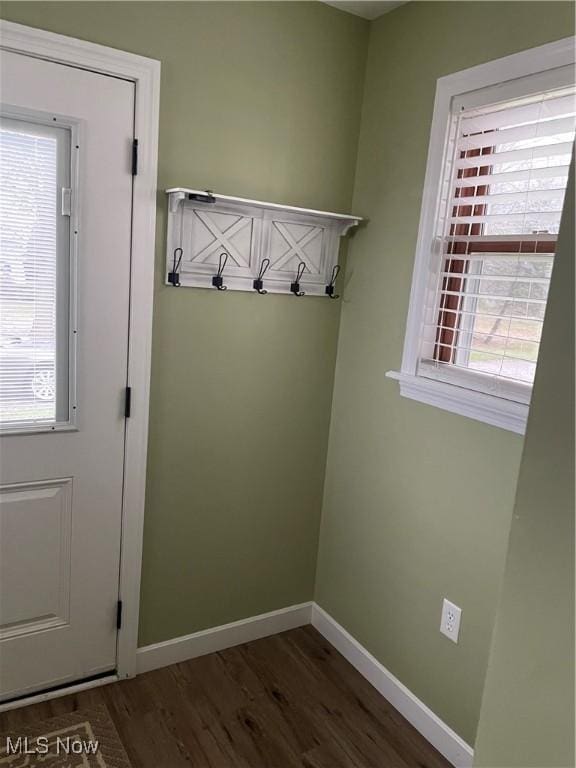 mudroom with dark hardwood / wood-style flooring