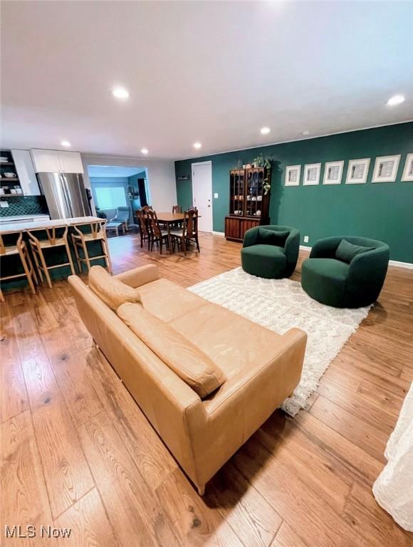 living room featuring light hardwood / wood-style flooring