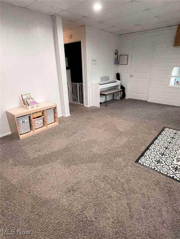 basement with carpet