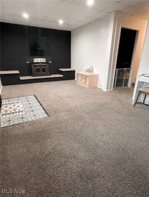 basement featuring carpet floors