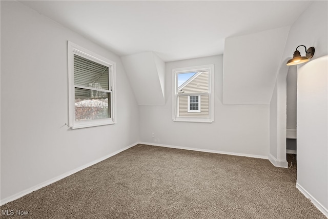 bonus room with carpet and vaulted ceiling