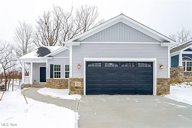 craftsman inspired home featuring a garage