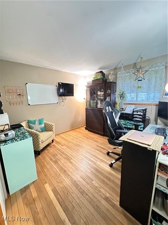 office space featuring light hardwood / wood-style flooring