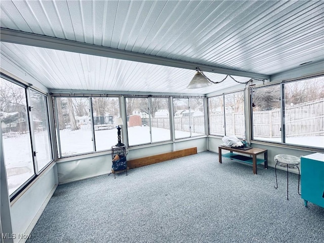 view of unfurnished sunroom