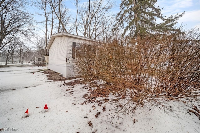 view of snow covered exterior