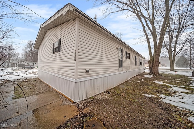 view of snow covered exterior