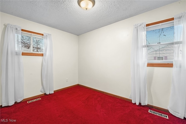 carpeted spare room featuring a textured ceiling