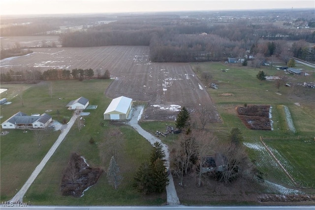 bird's eye view with a rural view