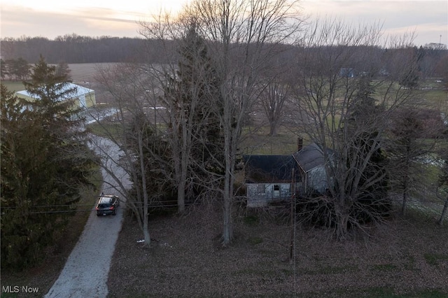 view of aerial view at dusk