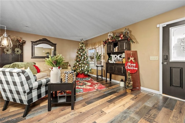 living room with hardwood / wood-style flooring