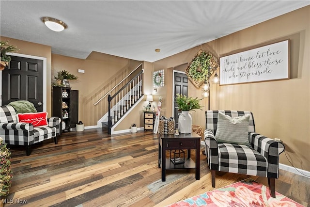 living area featuring hardwood / wood-style flooring