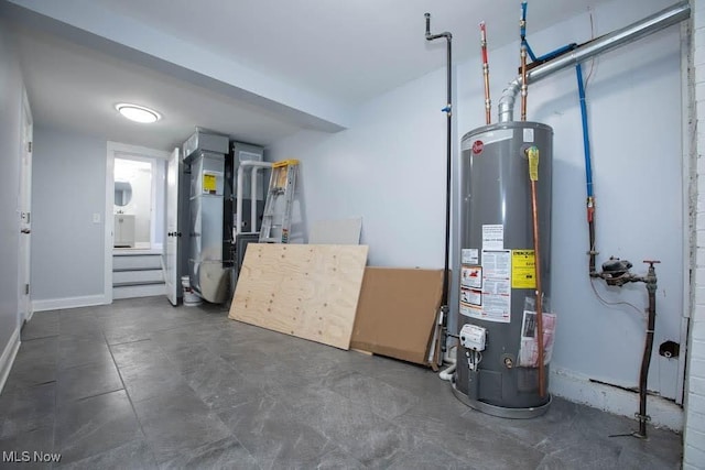 utility room with gas water heater