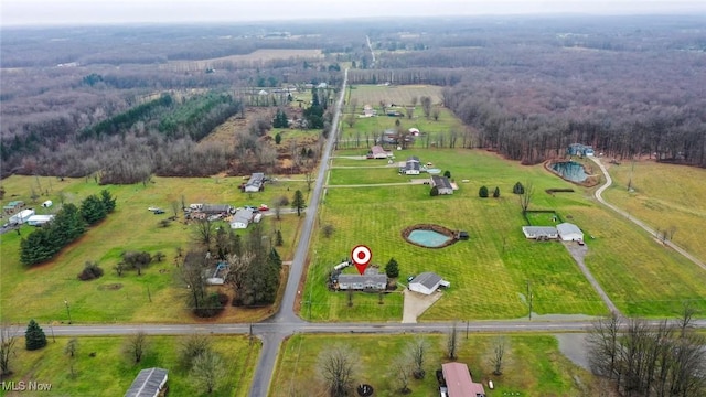 drone / aerial view with a rural view