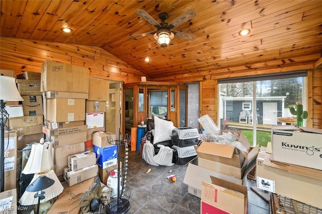 storage room with ceiling fan