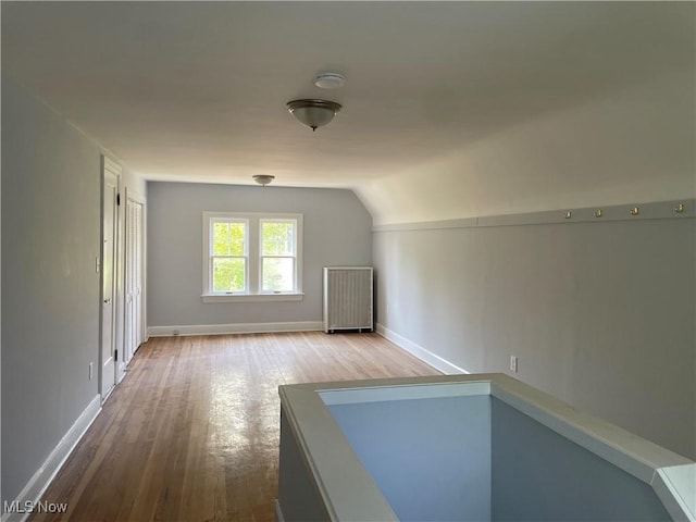 bonus room featuring light hardwood / wood-style floors and vaulted ceiling