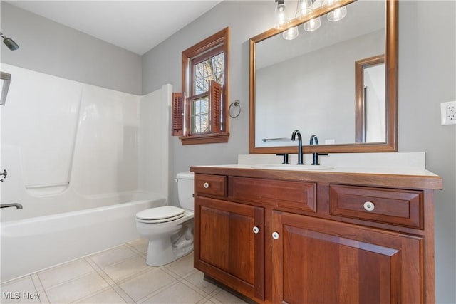 full bathroom featuring vanity, toilet, and bathing tub / shower combination