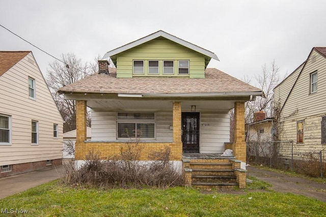 bungalow featuring covered porch