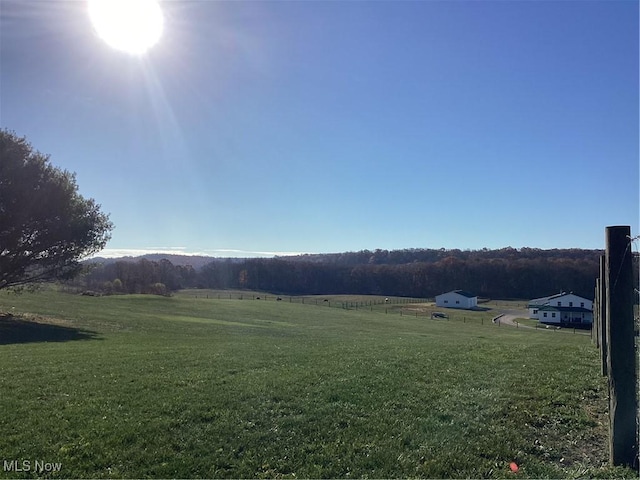 view of yard with a rural view