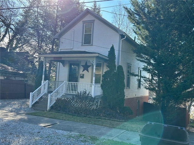 view of front of property with a porch