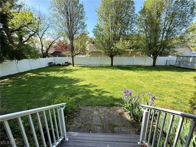 view of yard featuring a fenced backyard