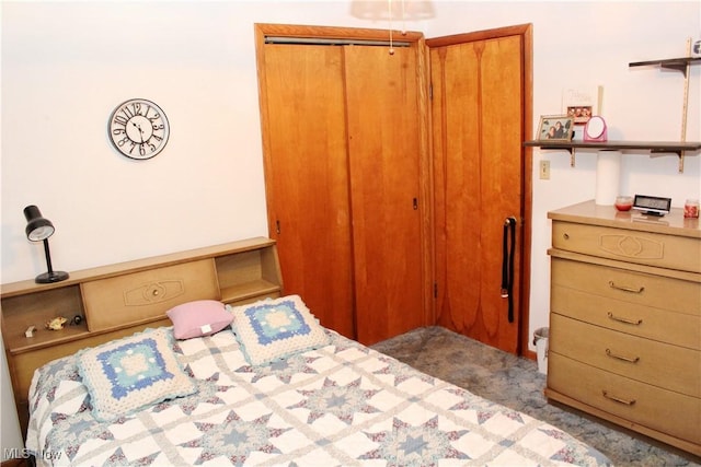 carpeted bedroom featuring a closet