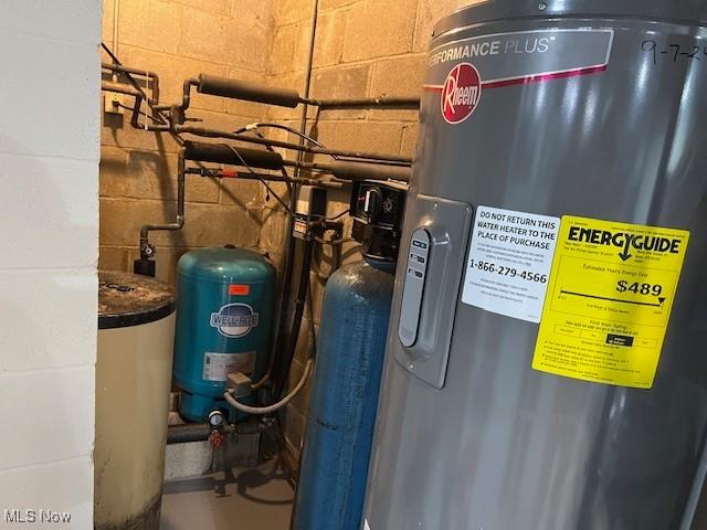 utility room featuring electric water heater