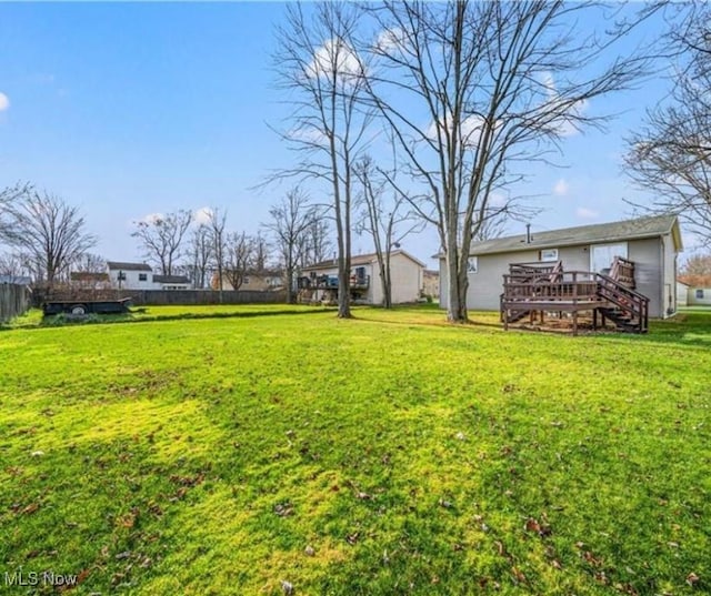 view of yard featuring a deck