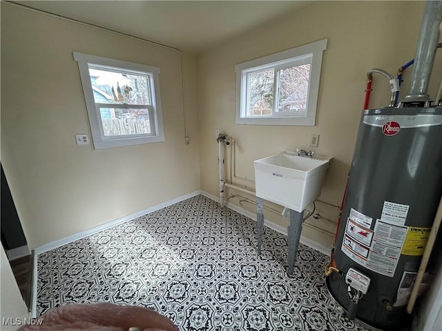 laundry room with water heater