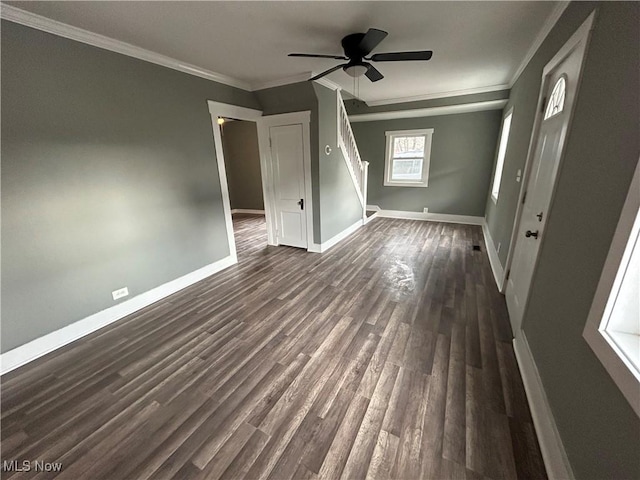 bonus room featuring ceiling fan and dark hardwood / wood-style flooring