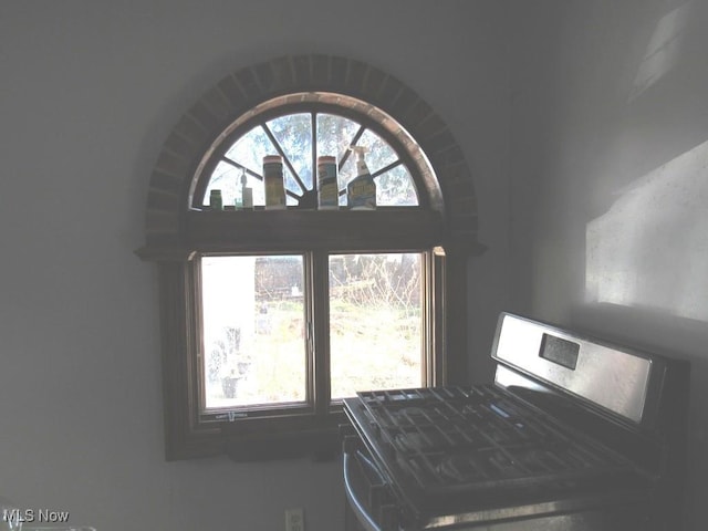 interior details featuring black range oven