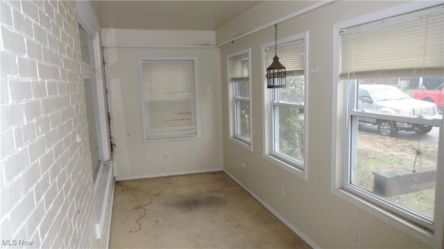 view of unfurnished sunroom