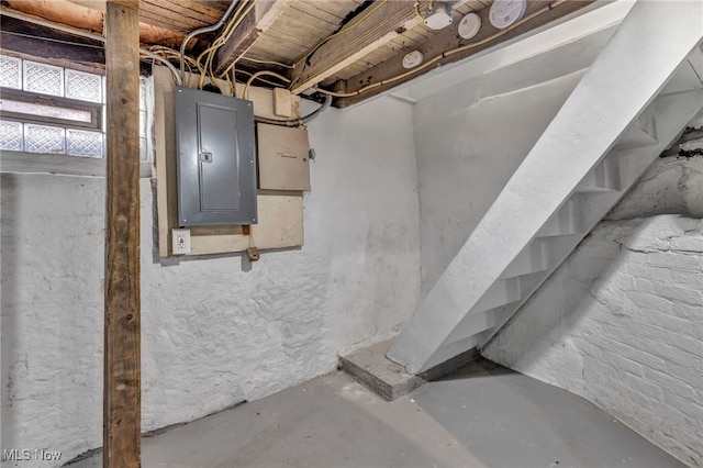 basement with electric panel