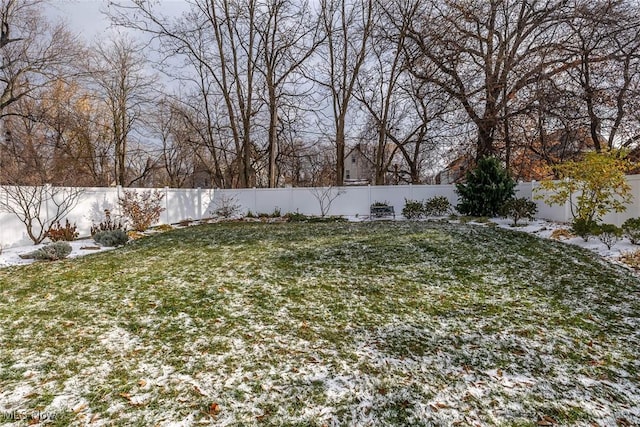 view of yard covered in snow