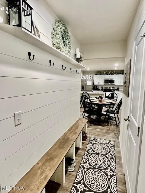 mudroom with light wood-type flooring